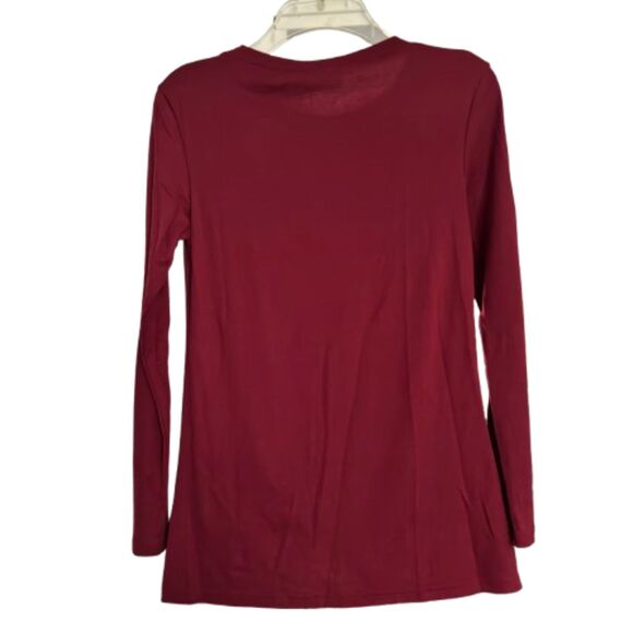 Yidarton Woman's S Comfy Twist Knot Front Long Sleeve Fall Red T Shirt #Y - Picture 2 of 6